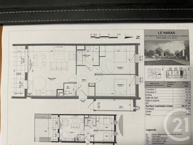 Appartement F3 à vendre - 3 pièces - 65.37 m2 - MARLY LA VILLE - 95 - ILE-DE-FRANCE - Century 21 Al Immobilier